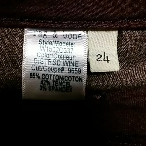 Rag & Bone the Skinny jeans distressed wine Sz 24 - Picture 6 of 7